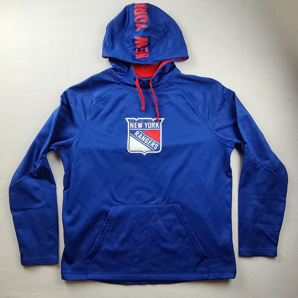 Fanatics New York Rangers Hoodie Men's XL Blue NHL Pullover Performance Hooded